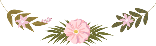 Corona de hojas verdes y flores rosas para invitación digital de 15 estilo floral