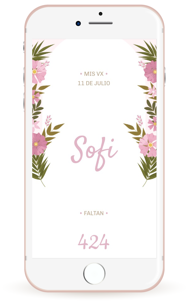 Mockup invitación digital de 15 estilo floral para una quinceañera femenina y llena de vida