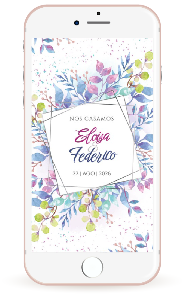 Mockup invitación de boda estilo vibrante con detalles alegres y paleta de colores llamativa