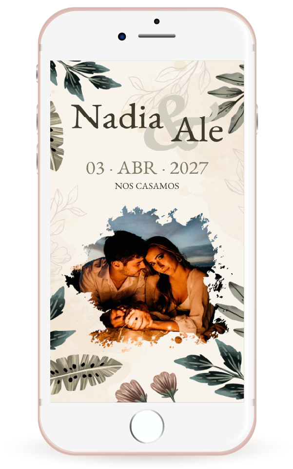 Mockup invitación de boda estilo rústico con diseño campestre y tipografía natural