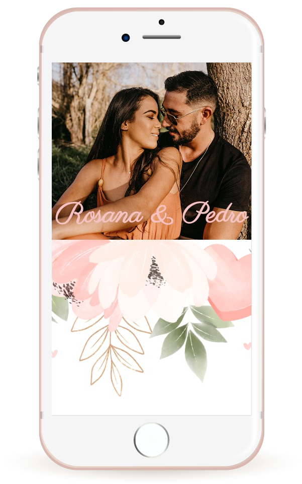 Mockup invitación de boda estilo romántico con tipografía manuscrita y detalles en tonos rosas